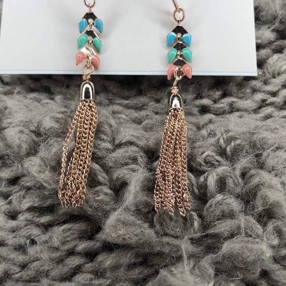 1 LEFT! Tassel Drop Boho Earrings Colorful LC - Picture 6 of 6